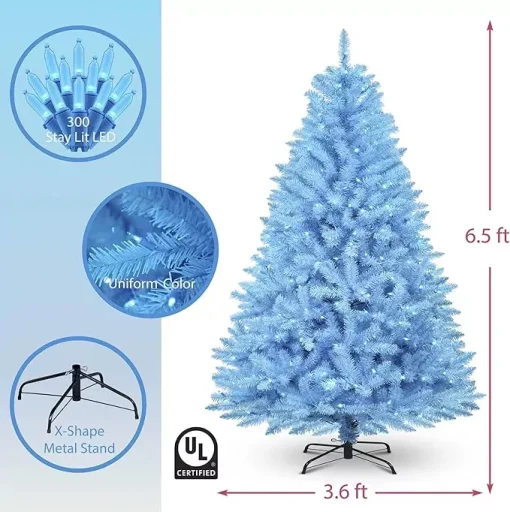 6.5’ Pre-Lit Blue Artificial Christmas Tree