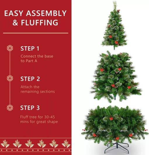 7.5’ Green Flocked Artificial Christmas Tree