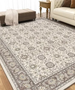 Floral Distressed Brown Rug