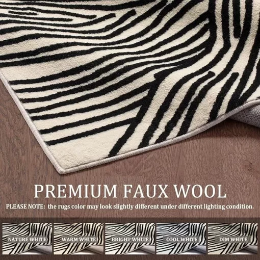Striped Black and White Area Rug