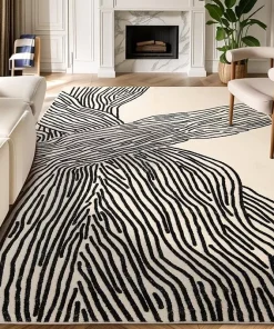 Striped Black and White Area Rug