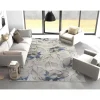 Domani Kai Grey Blue Watercolor Florals Area Rug