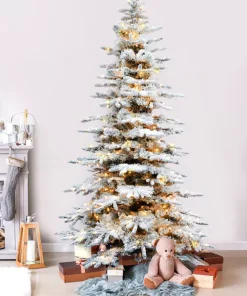 10 ft Mountain pine Pre Lit Flocked Christmas Tree