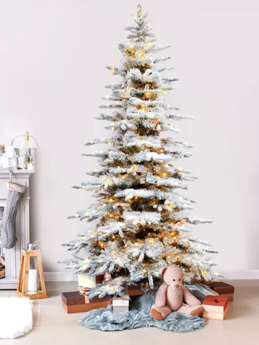10 ft Mountain pine Pre Lit Flocked Christmas Tree