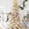 11 ft Pre Lit Slim Flocked Christmas Tree with White LED