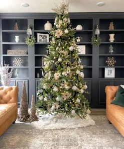 12 ft Alpine Fir Slim Artificial Christmas Tree decorated