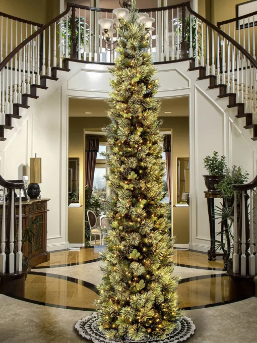 12 ft Pre Lit Carolina Pine Slim Tree