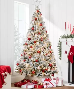 12 ft Pre Lit Christmas Pine Tree Snow Flocked Branches