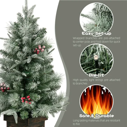 3 Ft FOLDLIFE Prelit Premium Snow Flocked Artificial Christmas Tree