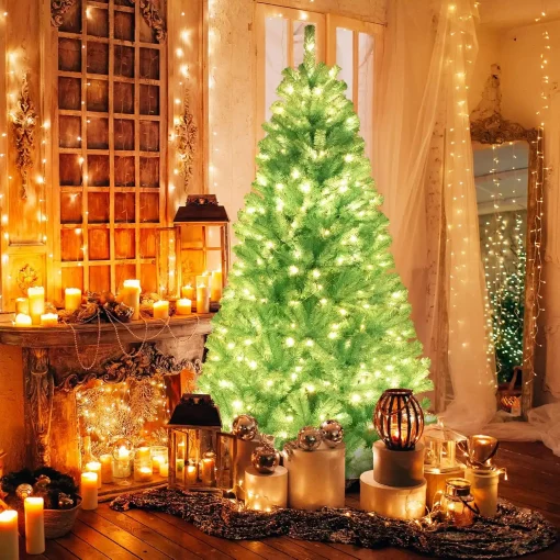 7’ Goplus Blue Pre Lit Christmas Tree