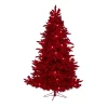 7' Red Flocked Fraser Fir Artificial Christmas Tree