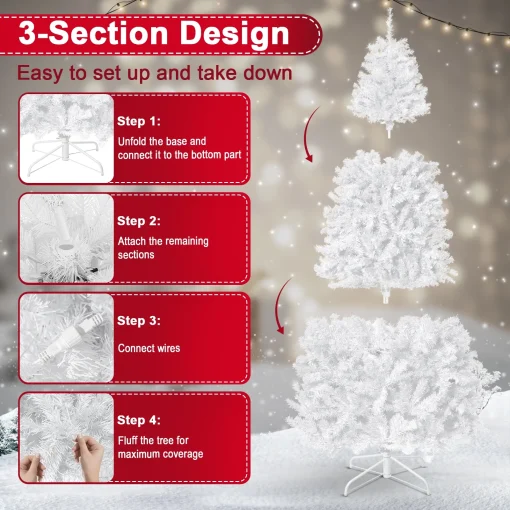 7.5’ Pre Lit White Christmas Tree