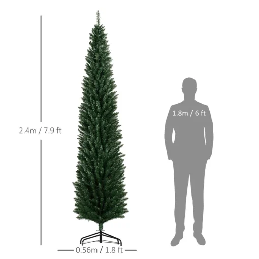 8’ Tall Pencil Pre lit Artificial Christmas Tree