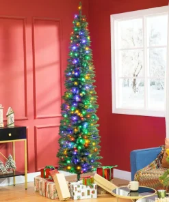 8’ Tall Pencil Pre lit Artificial Christmas Tree