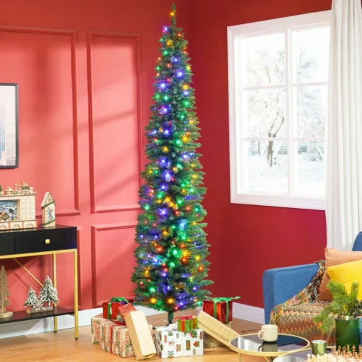 8’ Tall Pencil Pre lit Artificial Christmas Tree