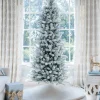 9’ Pre-Lit King Flock Slim Christmas Tree