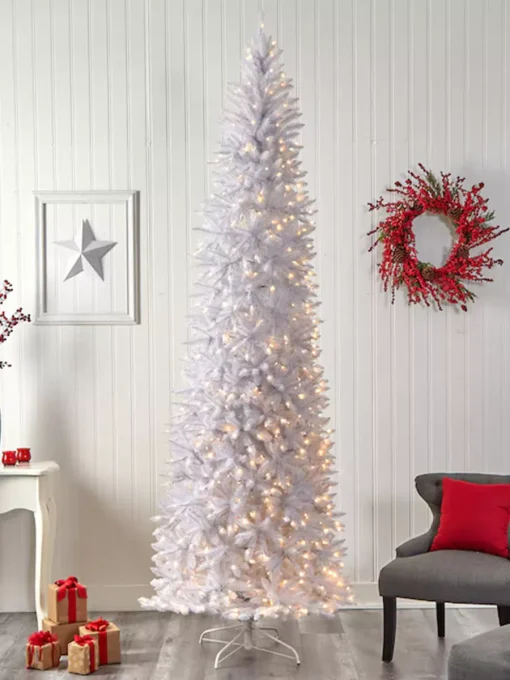 Douglas Fir Pre Lit Slim White Christmas