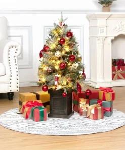 FOLDLIFE 3 Ft Prelit Premium Snow Flocked Artificial Christmas Tree