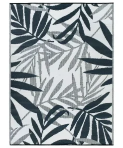 Floral Leaves Reversible Recycled Plastic Outdoor Rug