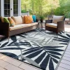 Floral Leaves Reversible Recycled Plastic Outdoor Rug