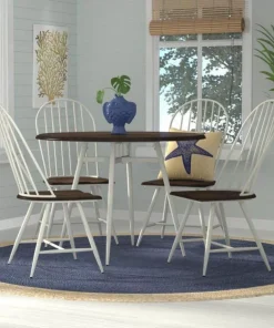 Handwoven Navy Blue Round Area Rug
