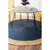 Handwoven Navy Blue Round Area Rug