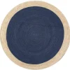 Handwoven Navy Blue Round Area Rug