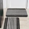 Saral Home Black Microfiber Stripes Bath Mat