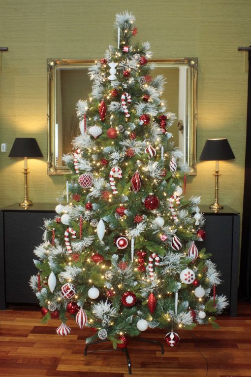 decorated Snowy Scots Pine Christmas Tree